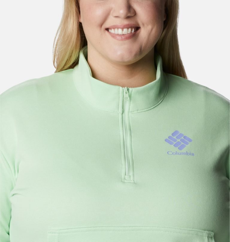 Hanorace Columbia Trek French Terry Half Zip Dama Verde Menta | Plus Size VQSAQZM07